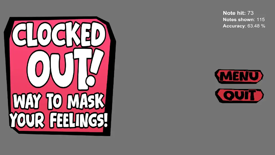 Screenshot of the gameover screen, with a big red box on the left with white letters saying 