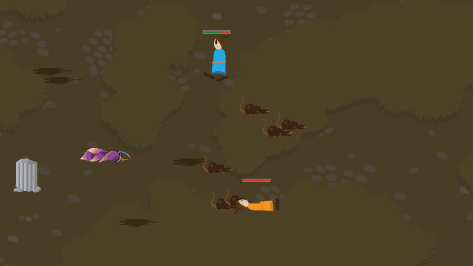 Gameplay GIF of the peasant-like player character slashing at a wave of rats with the titular sword