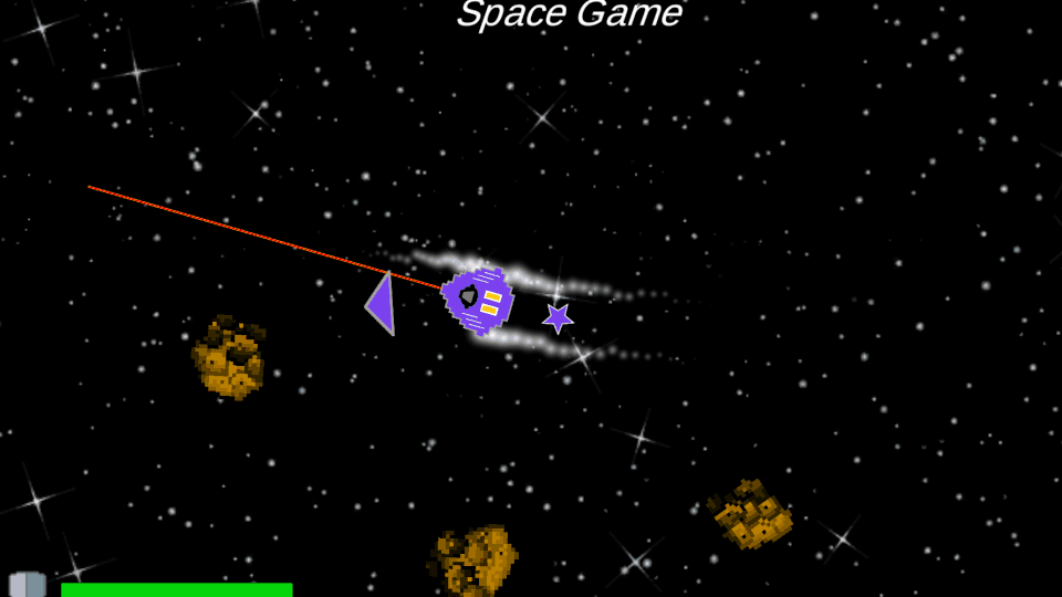 Gameplay GIF of the player returning their purple star-shaped treasure to the central space station, causing a 